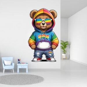 Pride Teddy Wall Sticker Self Adhesive Wall Decor Sticker, Room, Home Wall Sticker (45 * 45 cm) Material Vinyl