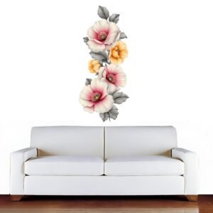 Vintage Floral Wall Sticker – 65x40 CM Large Removable Flower Wall Decal – Romantic Watercolor Peony & Rose Design – Home, Bedroom, Living Room, Nursery Wall Art – Easy to Apply & Peel